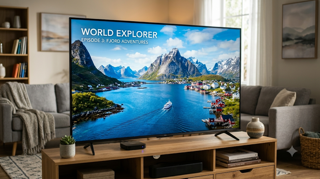 Living room setup with TV, furniture and decor from Decor Centre
